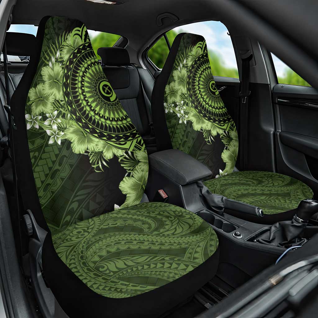Vanuatu Car Seat Cover Hibisus Polynesian Pattern Green - Polynesian Pride