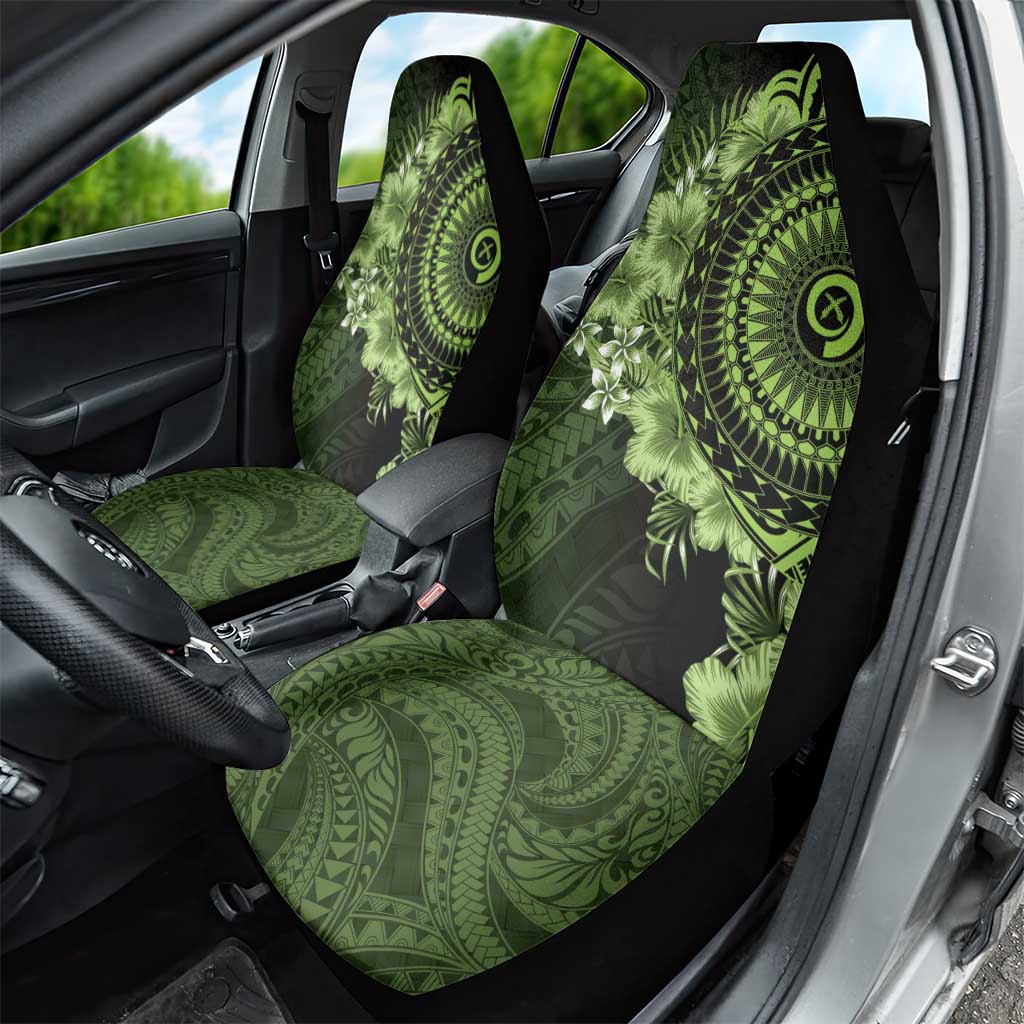 Vanuatu Car Seat Cover Hibisus Polynesian Pattern Green - Polynesian Pride