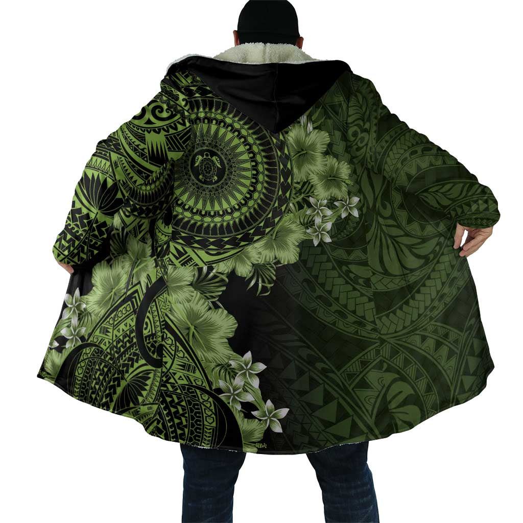 Vanuatu Cloak Hibisus Polynesian Pattern Green - Polynesian Pride