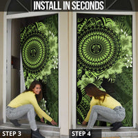 Vanuatu Door Cover Hibisus Polynesian Pattern Green - Polynesian Pride