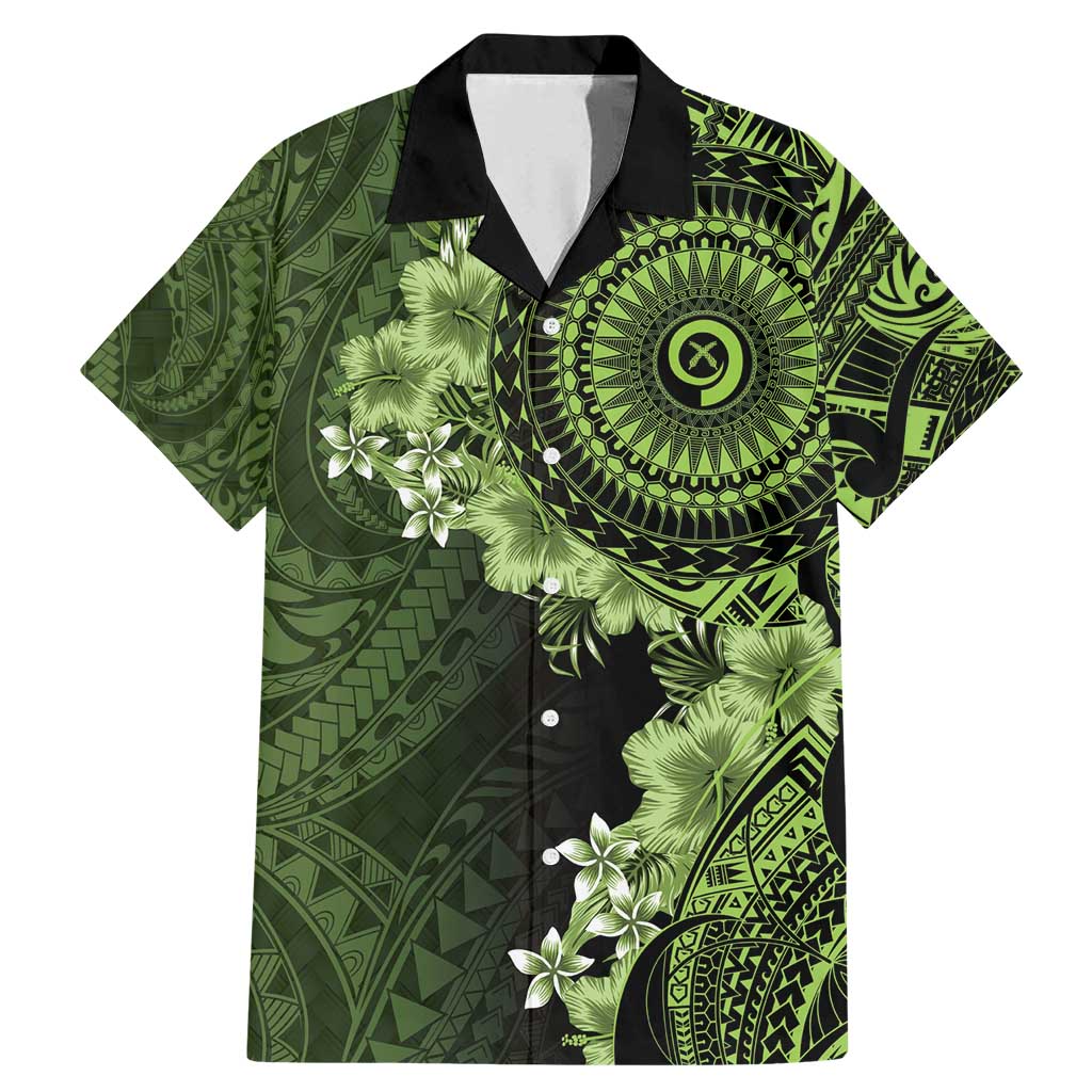 Vanuatu Family Matching Mermaid Dress and Hawaiian Shirt Hibisus Polynesian Pattern Green - Polynesian Pride