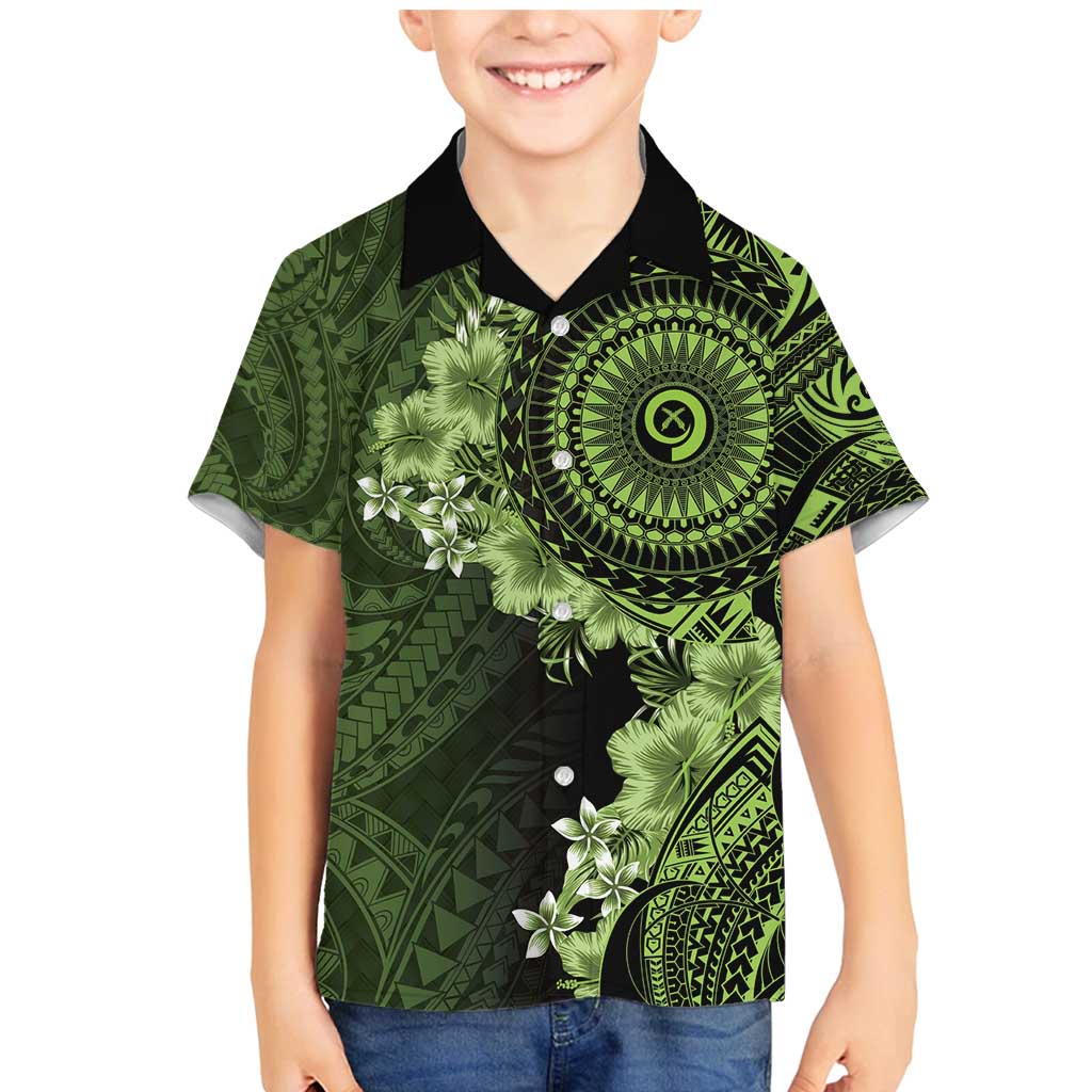Vanuatu Family Matching Mermaid Dress and Hawaiian Shirt Hibisus Polynesian Pattern Green - Polynesian Pride