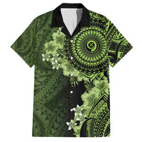 Vanuatu Family Matching Off Shoulder Short Dress and Hawaiian Shirt Hibisus Polynesian Pattern Green LT14 Dad's Shirt - Short Sleeve Green - Polynesian Pride