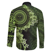 Vanuatu Family Matching Off Shoulder Short Dress and Hawaiian Shirt Hibisus Polynesian Pattern Green LT14 - Polynesian Pride