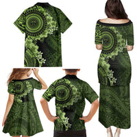 Vanuatu Family Matching Puletasi and Hawaiian Shirt Hibisus Polynesian Pattern Green - Polynesian Pride
