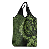 Vanuatu Grocery Bag Hibisus Polynesian Pattern Green LT14 - Polynesian Pride