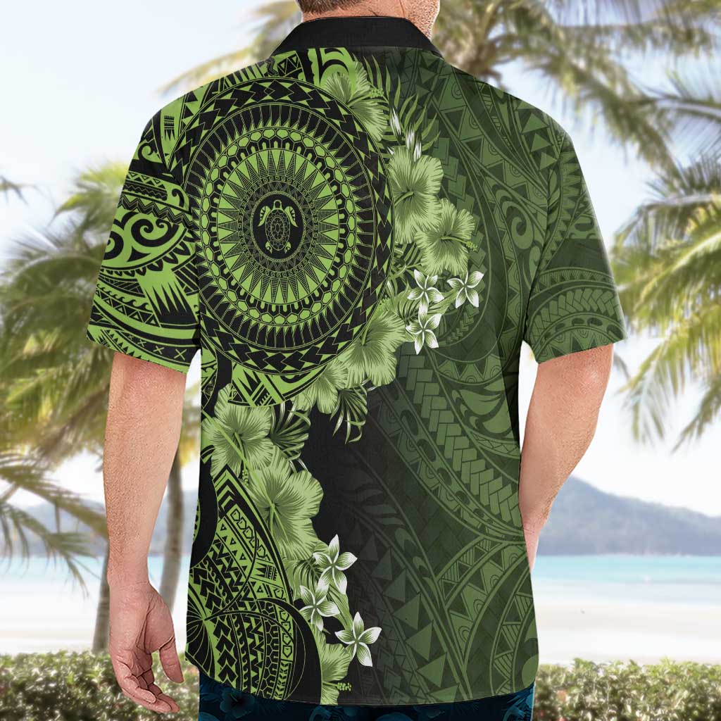 Vanuatu Hawaiian Shirt Hibisus Polynesian Pattern Green - Polynesian Pride