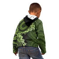 Vanuatu Kid Hoodie Hibisus Polynesian Pattern Green - Polynesian Pride