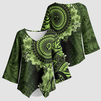Vanuatu Kimono Sleeve Blouse Hibisus Polynesian Pattern Green - Polynesian Pride