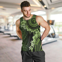 Vanuatu Men Tank Top Hibisus Polynesian Pattern Green - Polynesian Pride