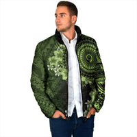Vanuatu Padded Jacket Hibisus Polynesian Pattern Green - Polynesian Pride