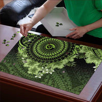 Vanuatu Puzzle Hibisus Polynesian Pattern Green - Polynesian Pride
