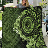 Vanuatu Quilt Hibisus Polynesian Pattern Green - Polynesian Pride