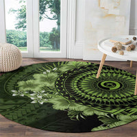 Vanuatu Round Carpet Hibisus Polynesian Pattern Green - Polynesian Pride