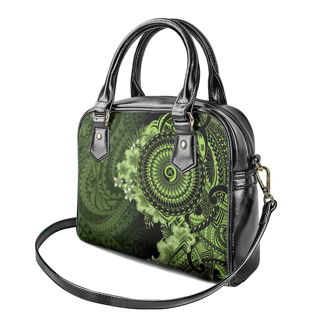 Vanuatu Shoulder Handbag Hibisus Polynesian Pattern Green - Polynesian Pride