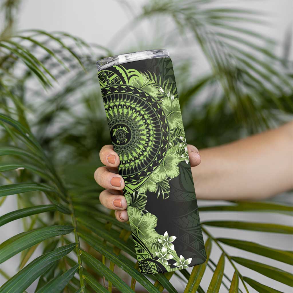 Vanuatu Skinny Tumbler Hibisus Polynesian Pattern Green - Polynesian Pride