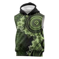 Vanuatu Sleeveless Hoodie Hibisus Polynesian Pattern Green LT14 Green - Polynesian Pride