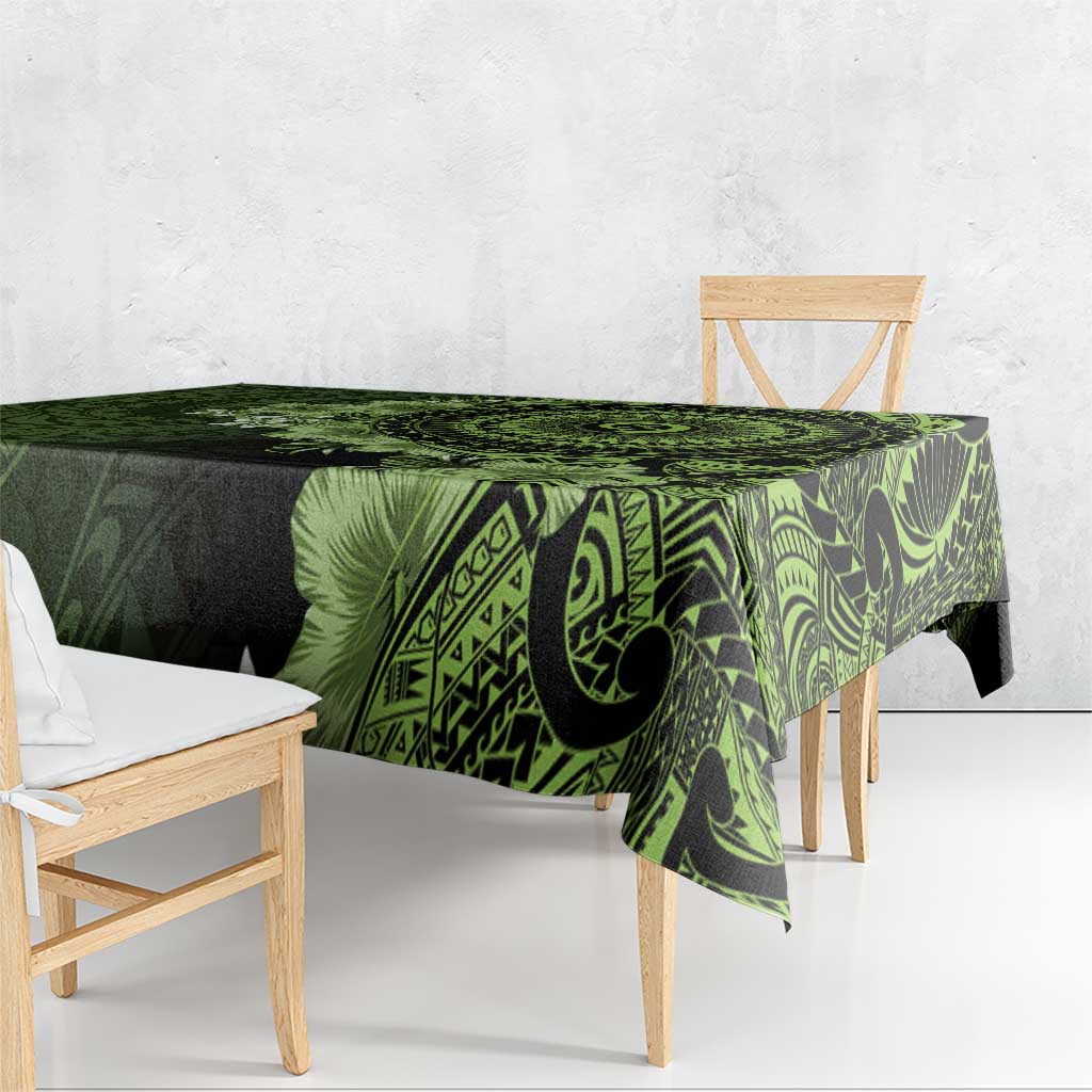 Vanuatu Tablecloth Hibisus Polynesian Pattern Green - Polynesian Pride