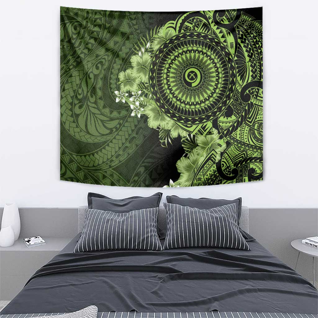 Vanuatu Tapestry Hibisus Polynesian Pattern Green - Polynesian Pride