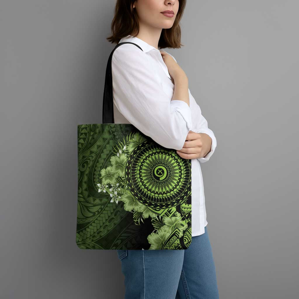 Vanuatu Tote Bag Hibisus Polynesian Pattern Green - Polynesian Pride