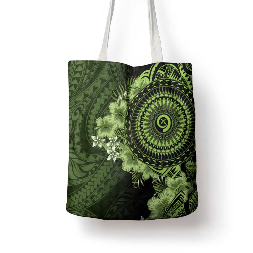 Vanuatu Tote Bag Hibisus Polynesian Pattern Green - Polynesian Pride