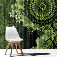 Vanuatu Window Curtain Hibisus Polynesian Pattern Green LT14 - Polynesian Pride