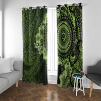 Vanuatu Window Curtain Hibisus Polynesian Pattern Green LT14 With Grommets Green - Polynesian Pride