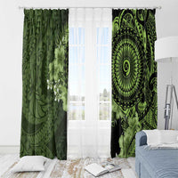 Vanuatu Window Curtain Hibisus Polynesian Pattern Green LT14 - Polynesian Pride