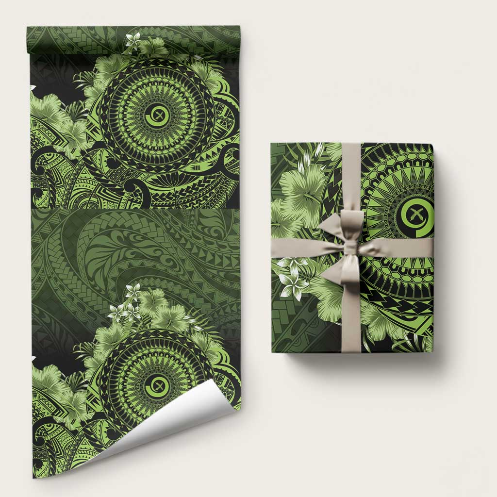 Vanuatu Wrapping Paper Hibisus Polynesian Pattern Green LT14 58" × 23" Green - Polynesian Pride