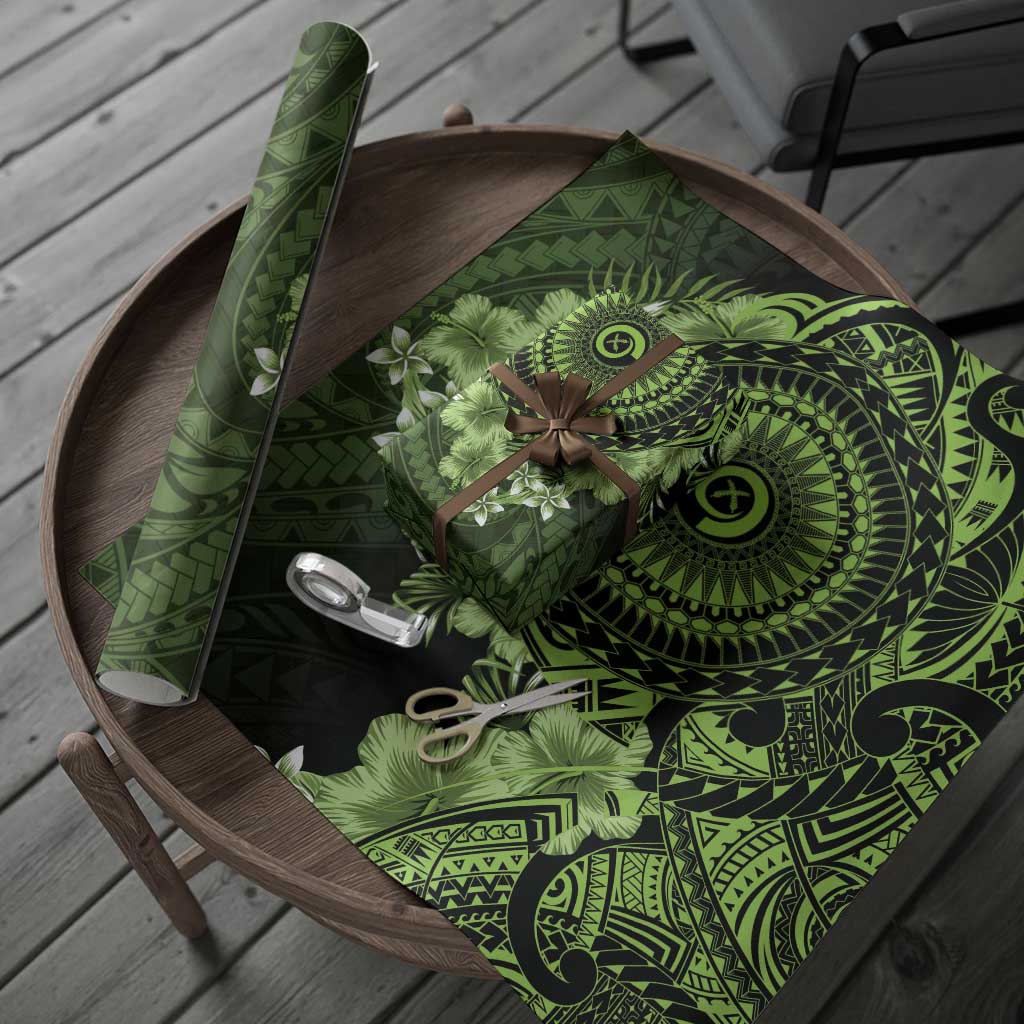Vanuatu Wrapping Paper Hibisus Polynesian Pattern Green LT14 - Polynesian Pride