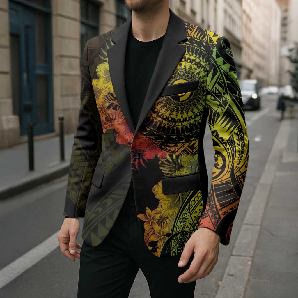 Vanuatu Blazer Hibisus Polynesian Pattern Reggae - Polynesian Pride