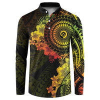 Vanuatu Button Sweatshirt Hibisus Polynesian Pattern Reggae - Polynesian Pride