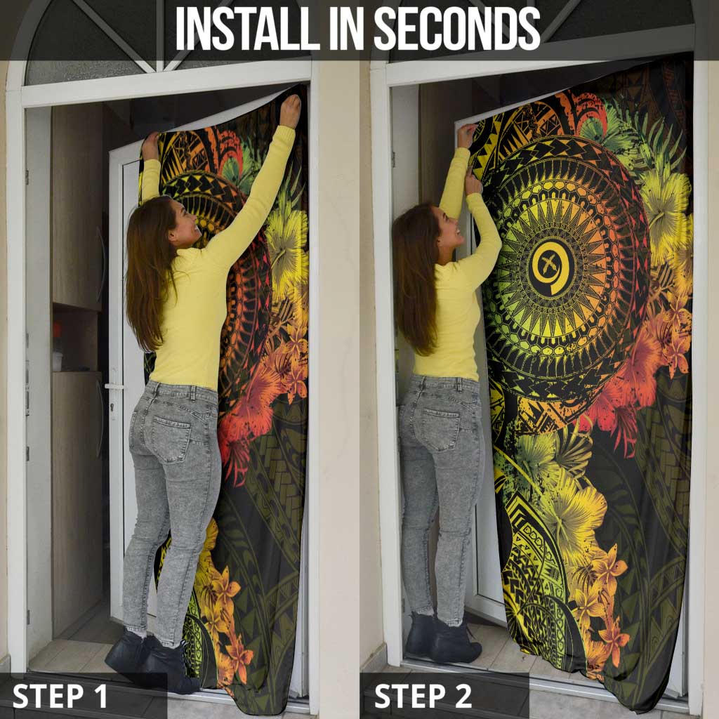 Vanuatu Door Cover Hibisus Polynesian Pattern Reggae - Polynesian Pride