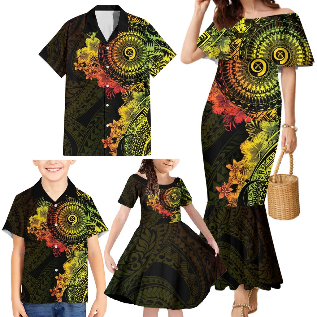 Vanuatu Family Matching Mermaid Dress and Hawaiian Shirt Hibisus Polynesian Pattern Reggae LT14 - Polynesian Pride