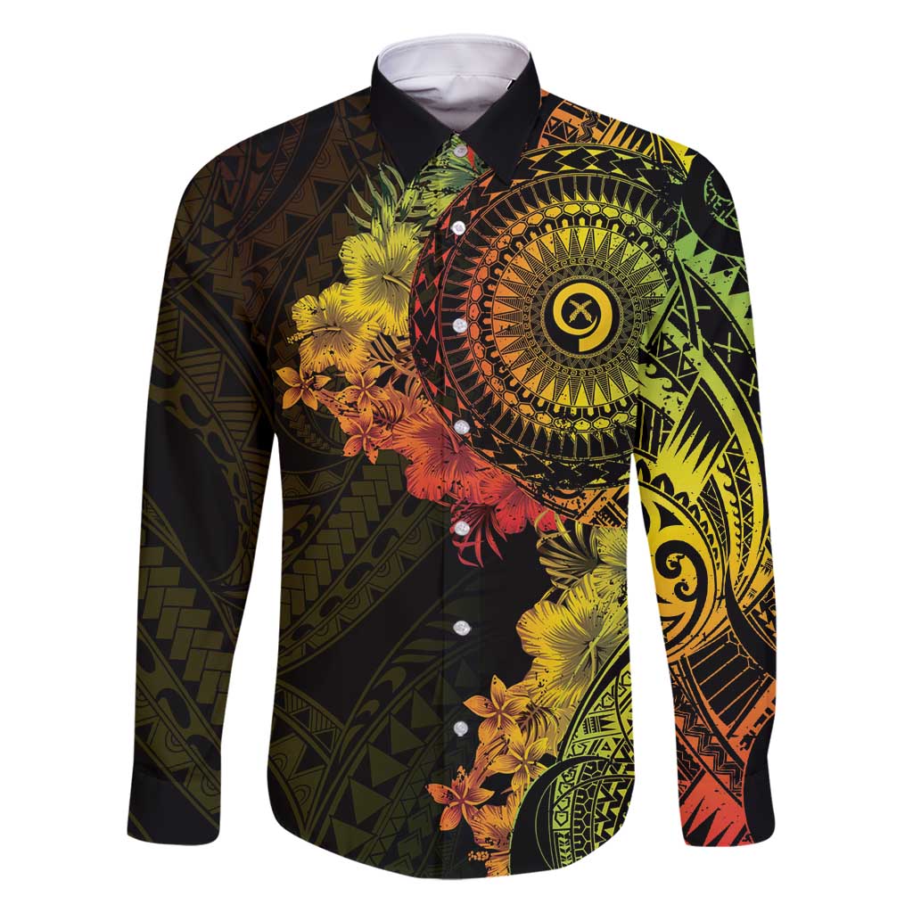 Vanuatu Family Matching Mermaid Dress and Hawaiian Shirt Hibisus Polynesian Pattern Reggae LT14 Dad's Shirt - Long Sleeve Reggae - Polynesian Pride