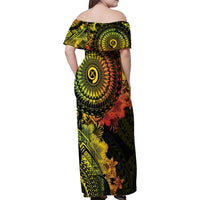 Vanuatu Family Matching Off Shoulder Maxi Dress and Hawaiian Shirt Hibisus Polynesian Pattern Reggae - Polynesian Pride