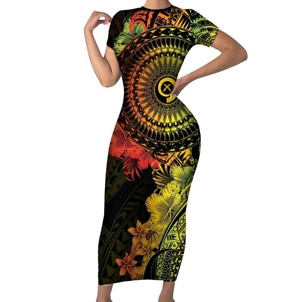 Vanuatu Family Matching Short Sleeve Bodycon Dress and Hawaiian Shirt Hibisus Polynesian Pattern Reggae - Polynesian Pride