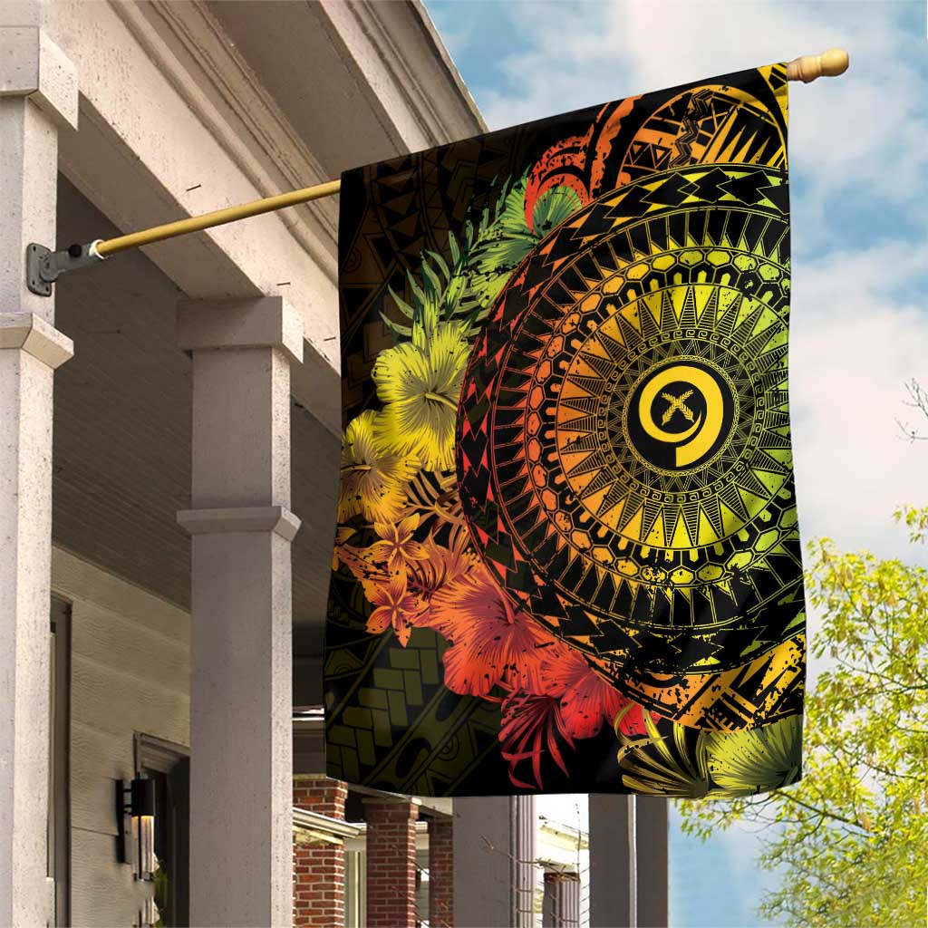 Vanuatu Garden Flag Hibisus Polynesian Pattern Reggae - Polynesian Pride