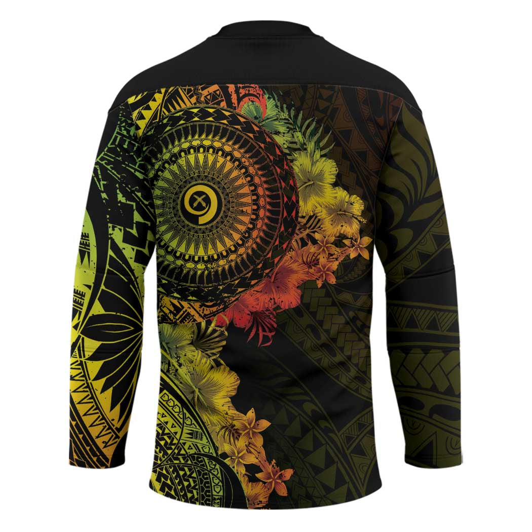Vanuatu Hockey Jersey Hibisus Polynesian Pattern Reggae - Polynesian Pride