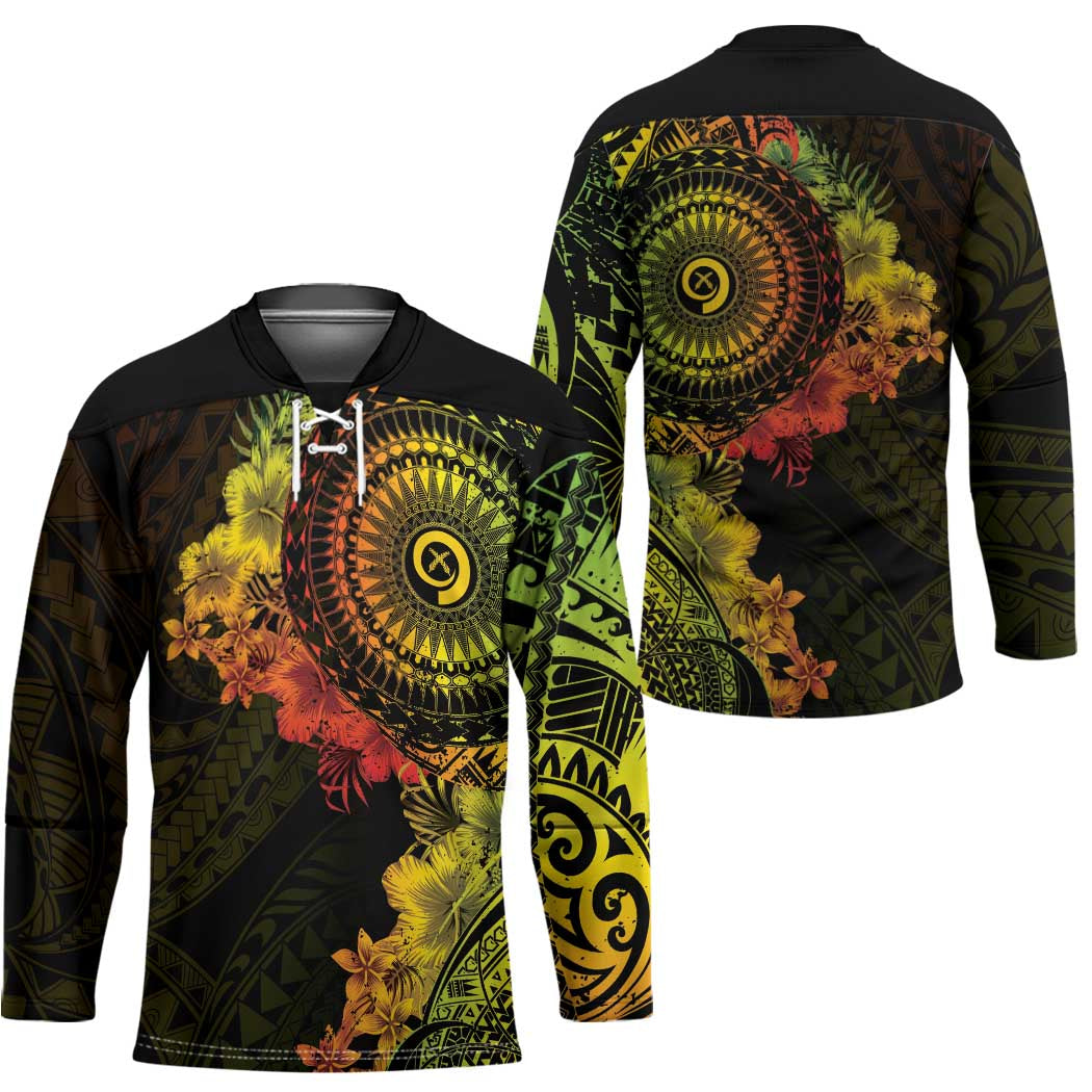 Vanuatu Hockey Jersey Hibisus Polynesian Pattern Reggae - Polynesian Pride