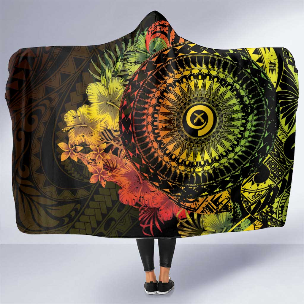 Vanuatu Hooded Blanket Hibisus Polynesian Pattern Reggae - Polynesian Pride