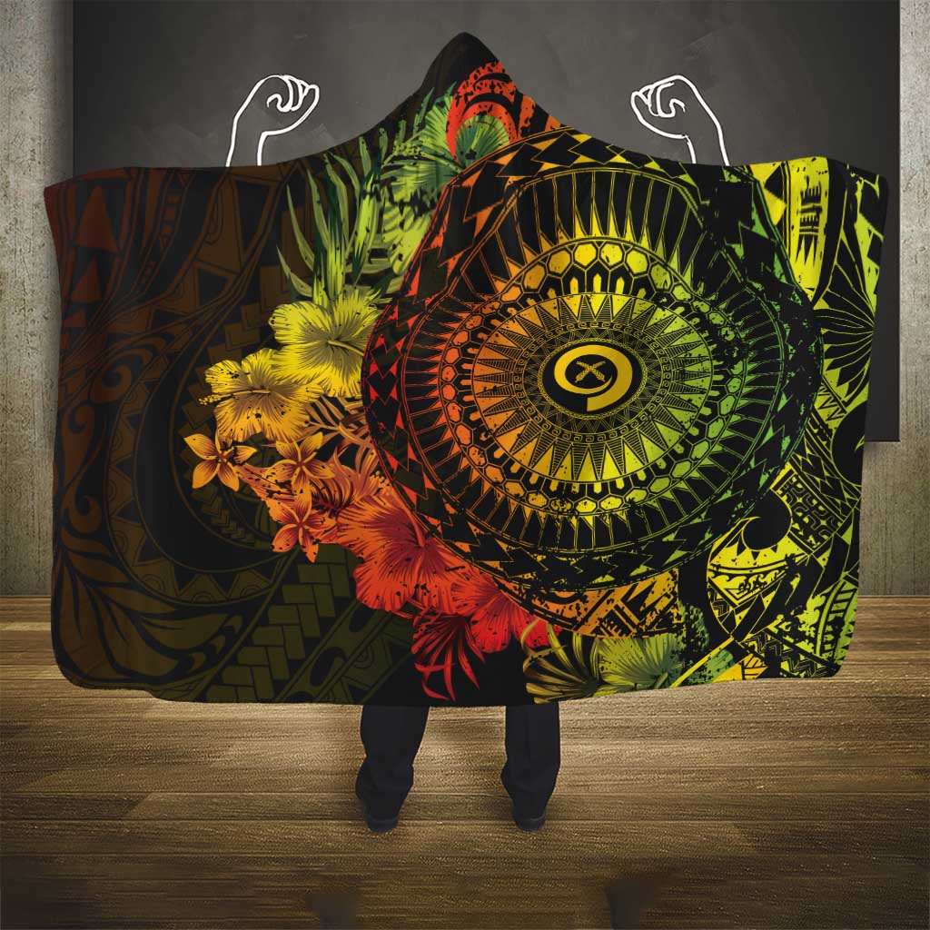 Vanuatu Hooded Blanket Hibisus Polynesian Pattern Reggae - Polynesian Pride