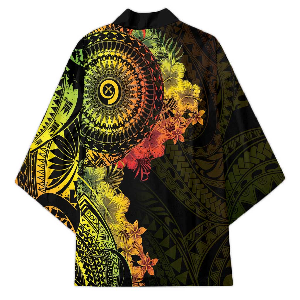 Vanuatu Kimono Hibisus Polynesian Pattern Reggae - Polynesian Pride