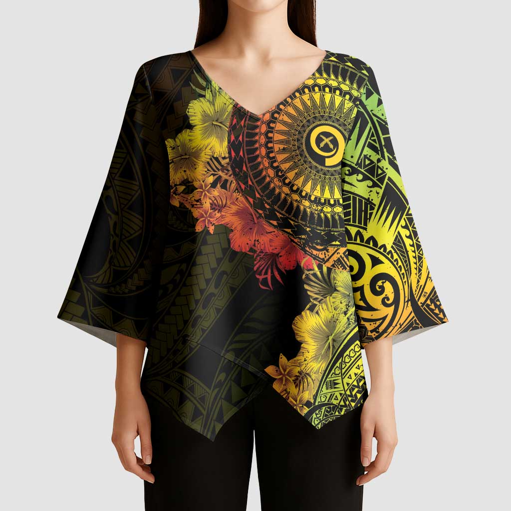 Vanuatu Kimono Sleeve Blouse Hibisus Polynesian Pattern Reggae - Polynesian Pride