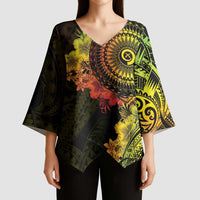 Vanuatu Kimono Sleeve Blouse Hibisus Polynesian Pattern Reggae - Polynesian Pride