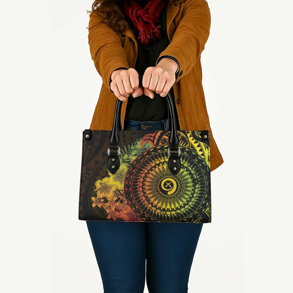 Vanuatu Leather Bag Hibisus Polynesian Pattern Reggae - Polynesian Pride