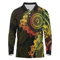 Vanuatu Long Sleeve Polo Shirt Hibisus Polynesian Pattern Reggae LT14 Reggae - Polynesian Pride