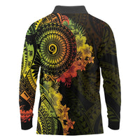 Vanuatu Long Sleeve Polo Shirt Hibisus Polynesian Pattern Reggae LT14 - Polynesian Pride