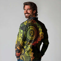 Vanuatu Long Sleeve Polo Shirt Hibisus Polynesian Pattern Reggae LT14 - Polynesian Pride