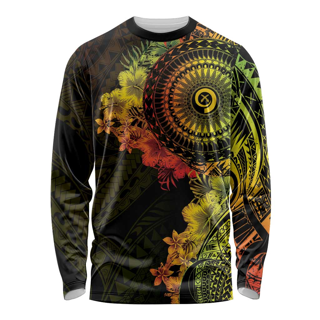 Vanuatu Long Sleeve Shirt Hibisus Polynesian Pattern Reggae - Polynesian Pride